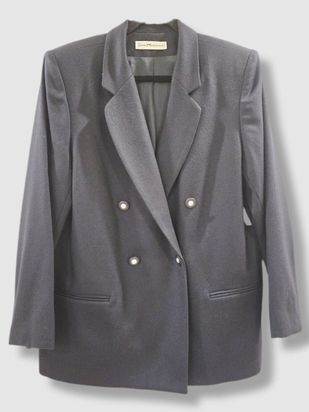 Vintage NOS double-breasted blazer | Sam Marciano 100% Virgin Wool Navy | Size L